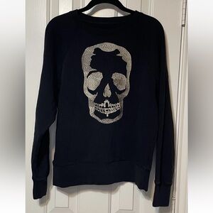 Zadig Voltaire Gold Metallic Skull Sweatshirt Women's S Black Pullover Designer